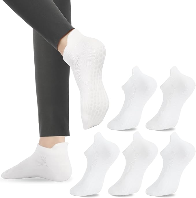 loudashuaiqi Grip Pilates Socks Non Slip Athletic Yoga Socks with Grips for Women Grippy socks for Hospital Workout Barre