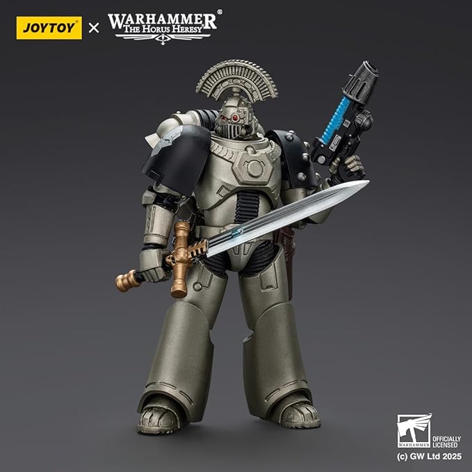 JOYTOY 1/18 Action Figures - Warhammer The Horus Heresy Iron Warriors MKVI Tactical Sergeant with Power Sword and Plasma Pistol - 5‘’,Highly Posable Collectible Model Ages 15+