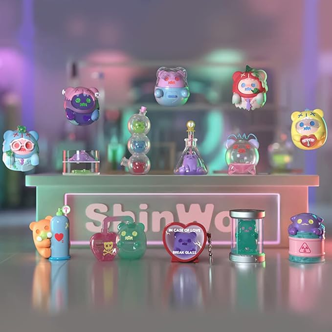 BEEMAI Ghost Bear Lovesick Lab Series 12PC Random Design Cute Figures Desktop Ornament Collectible Toys Birthday Gifts (Whole Set)