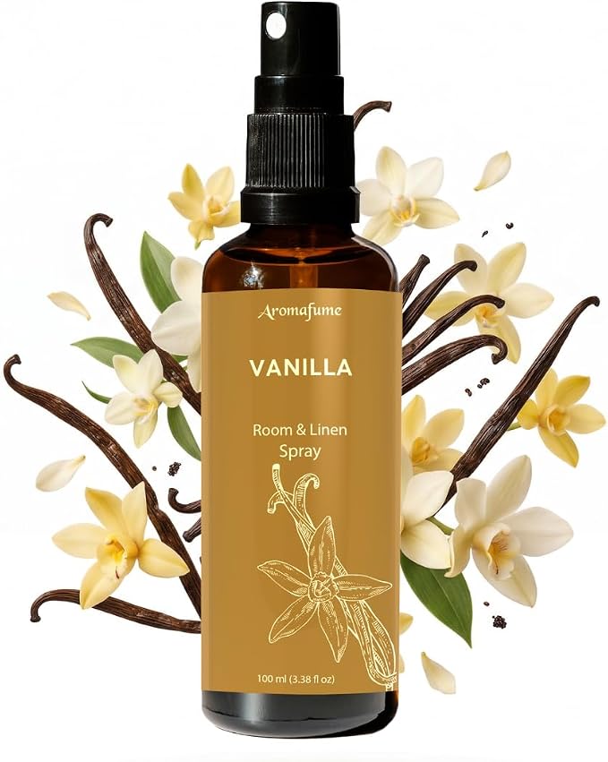 Vanilla Room, Linen & Pillow Spray by Aromafume | 100ml/3.38 fl oz | with Pure Vanilla Essential Oil | Aromatherapy Spray | Mist for Bedding, Fabrics