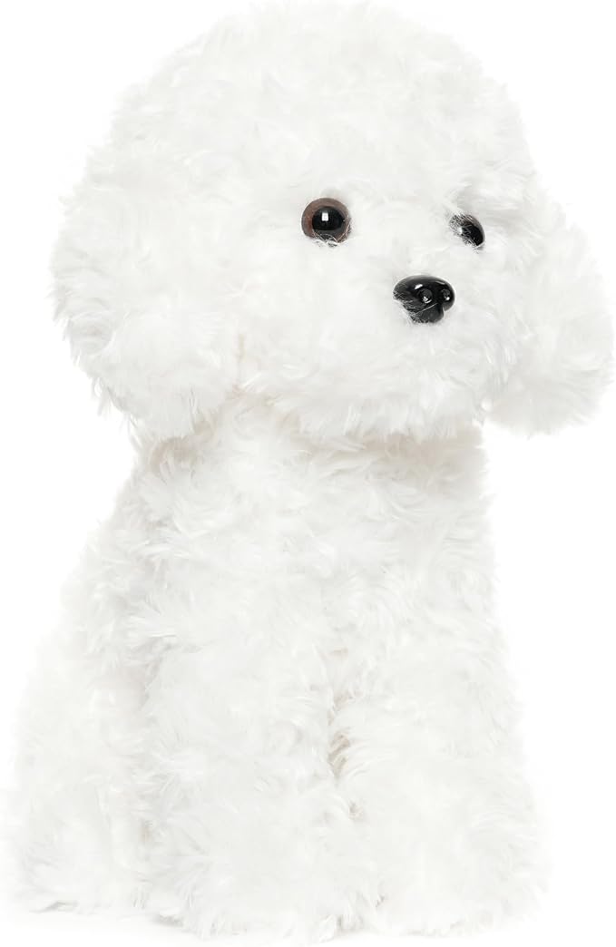 White Toy Poodle Stuffed Animal Dog Puppy - Bichon Frise Maltese Maltipoo White Labradoodle Plush Toy for Kids and Babies - Perfect Birthday & Easter Gift, 12.6"