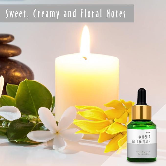 Gardenia &Ylang Ylang Fragrance Oil, MitFlor 30ml Premium Diffuser Oil Scents, Essential Oils for Diffusers, Candle & Soap Making, Romantic Floral Scents for Home Fragrance