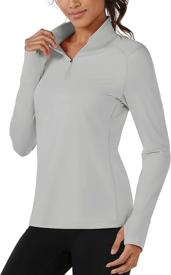 TACVASEN Women's Quarter Zip Sweatshirt Fleece Long Sleeve Workout Pullover | Lightweight Breathable Thermal Fabric,Mock Neck Design,Athletic Tops,Ideal for Gym Running Activities