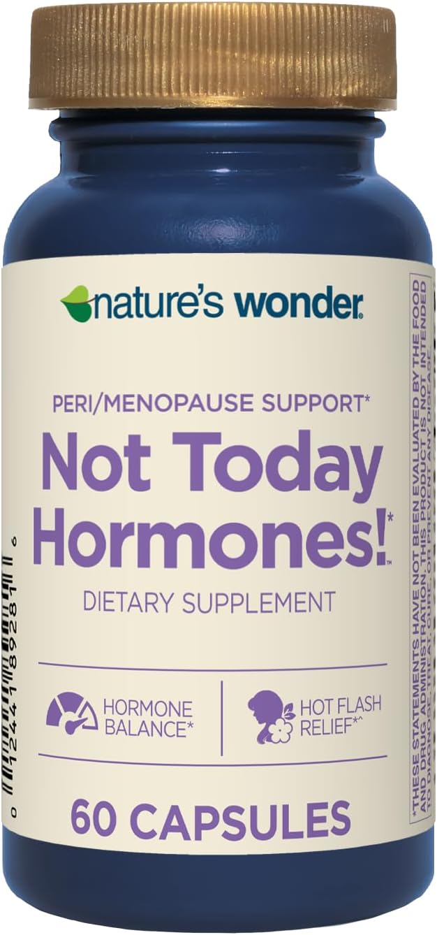 Nature's Wonder Not Today Hormones Perimenopause and Menopause Support Supplement for Women with Estro-G100, Supports Hot Flashes and Night Sweats 60 Vegetarian Capsules, 30 Day Supply