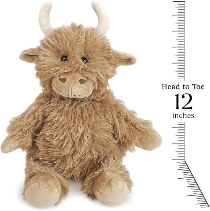 MON AMI Mac The Highland Cow Stuffed Animal – 12”, Soft Plush Cow, Farm Animals, Use as Toy/Nursery Room Décor, Great for Kids of All Ages