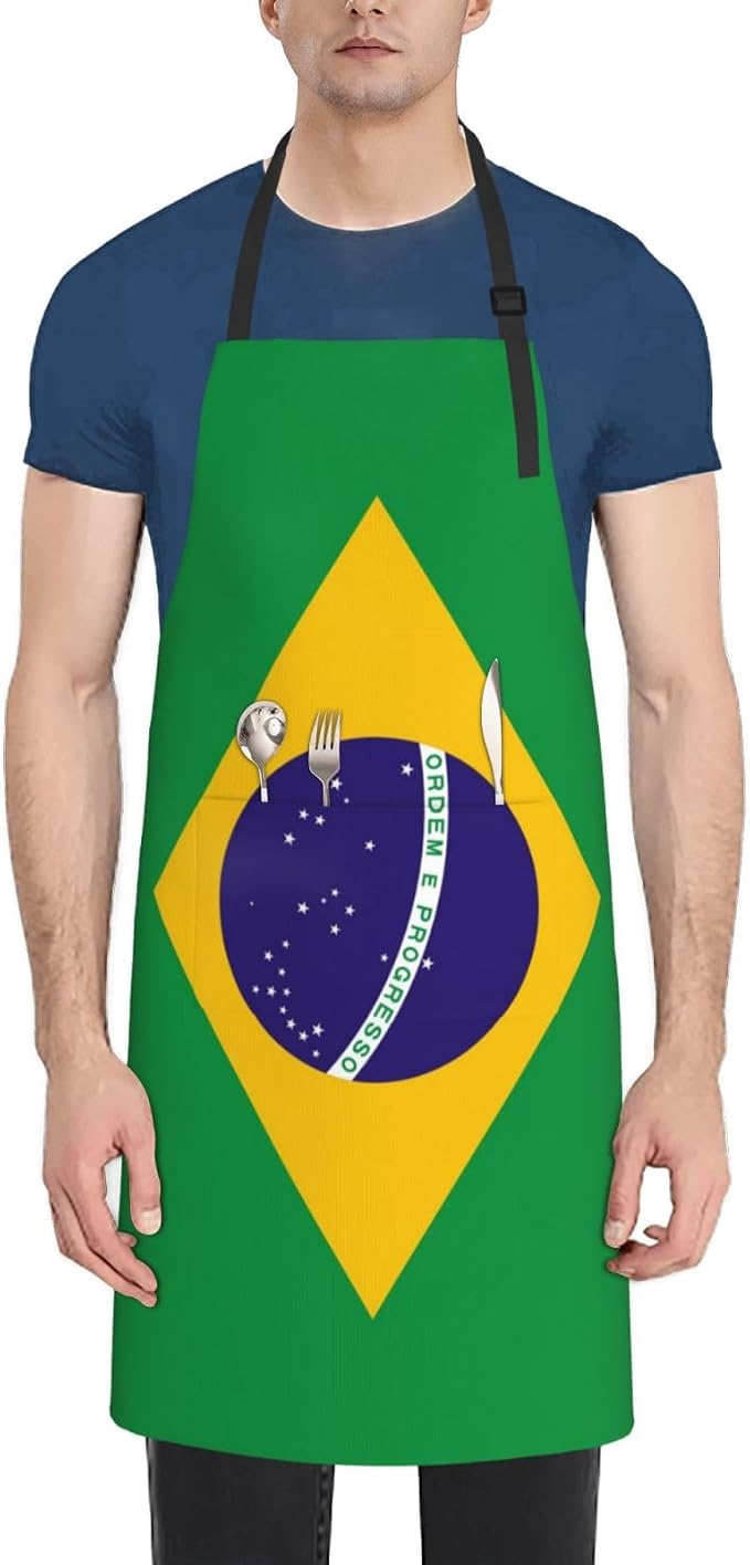 Cute Flag Kitchen Cooking Aprons for Women Men Adjustable Patriotic Flag Apron with 2 Pockets for Home Kitchen Garden