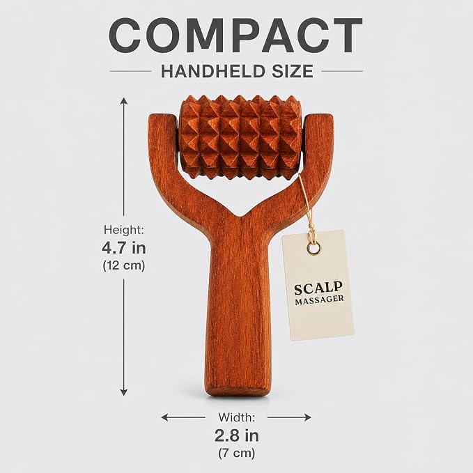 Wooden Scalp Massager Roller, Manual Head Massager Tool, Balayantra Wood Hair Scalp Roller, Handheld Wooden Massage Roller for Head, Grooming & Relaxing Self Care