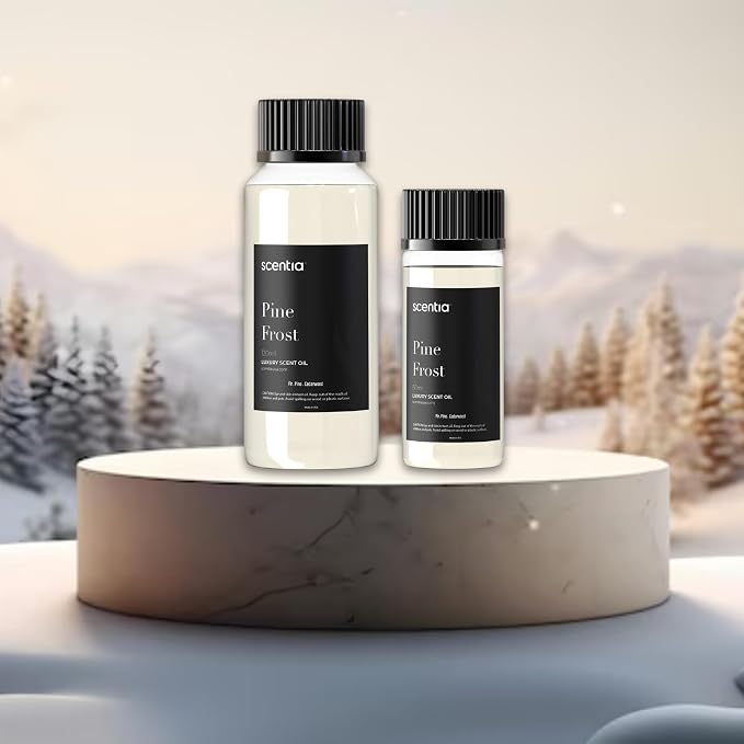 Scentia Pine Frost Essential Oil – 120 ml Christmas Diffuser Oil | Crisp Winter Blend with Fir, Pine, Citrus & Vanilla | Aromatherapy for Home, Candles, Soaps & Holiday Décor | Made in USA
