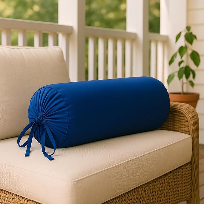 100% Cotton Bolster Pillow Cover 6" x 18" (15 x 45 cm) – Soft, Breathable & Durable Pillowcases – Ideal for Bedroom, Yoga & Lounge Décor,Ink Blue