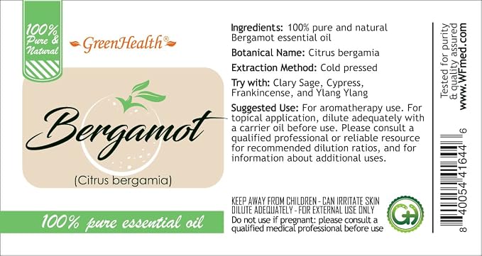 Bergamot Essential Oil (100% Pure & Uncut) - 1 fl oz - Greenhealth