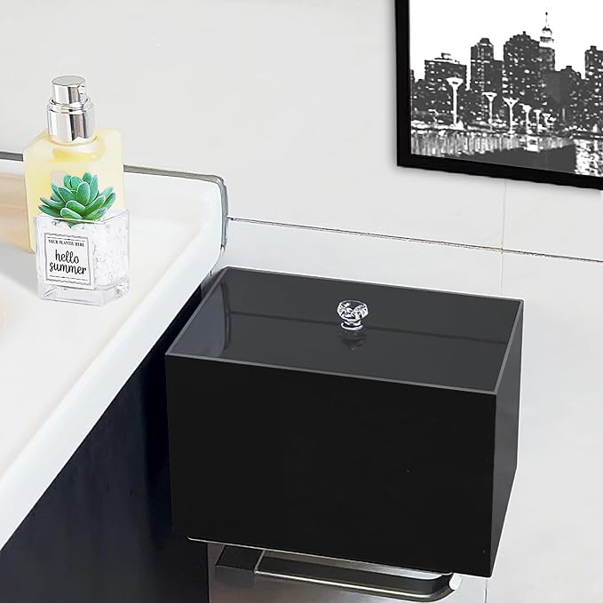 Tampon Holder Organizer for Bathroom Women Pad Container Storage Box, Black