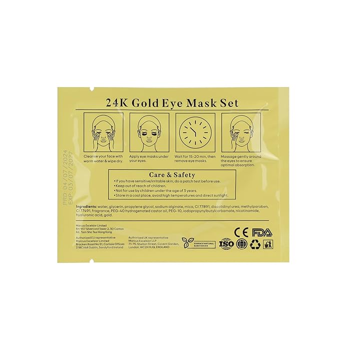 BLOOMORA 24K Gold Under Eye Patches (30 Pairs) - For Dark Circles & Puffiness - Hydrating Eye Mask for a Revitalized Look