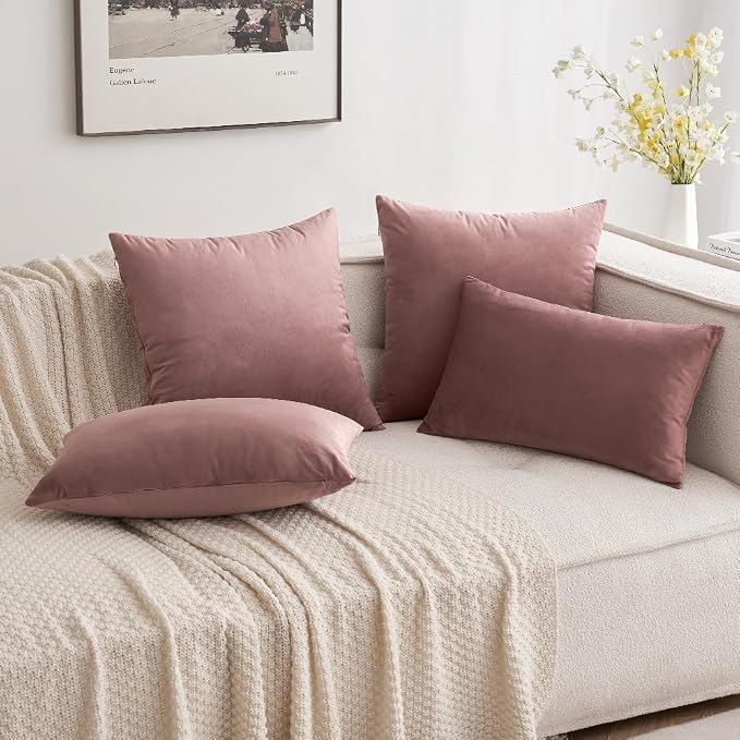 MIULEE Velvet Throw Pillow Covers 16x16 Inch Pack of 2 Jam | Soft Solid Small Decorative Pillow Covers, Modern Luxury Home Decor, for Couch Chair Sofa Bedroom Livingroom Car