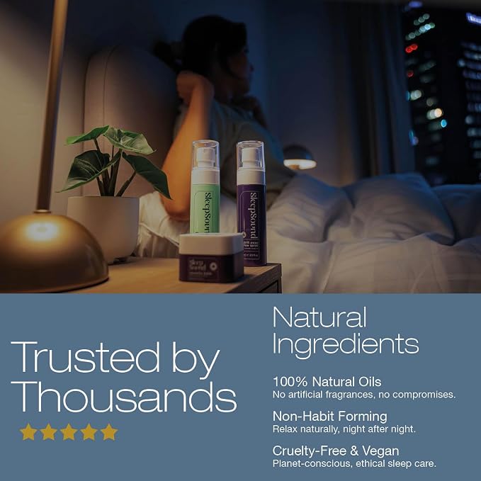 Sleep Sound Lavender Pillow Mist | Calming Bedtime Spray for Relaxation & Nighttime Routine | Long-Lasting Aromatherapy Mist Scent Bottle