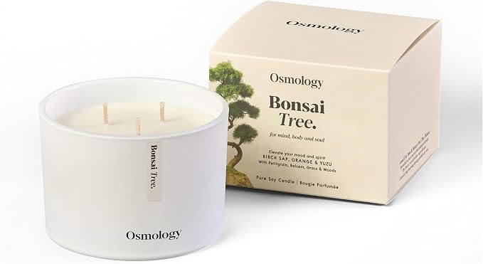 Bonsai Tree Aromatherapy Candle – Orange, Yuzu & Balsam Scented Candle, Plant-Based Wax, 15.8 oz, 60 Hour Burn Time, Fresh & Uplifting Candle