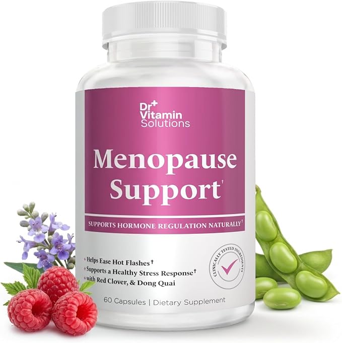 Menopause & Perimenopause Supplements for Women - Hot Flashes Relief | Black Cohosh, Dong Quai, Red Clover, Sage, Vitex & Soy Isoflavones, 60 Capsules, Night Sweats, Mood, Hormone Balance, Non-GMO