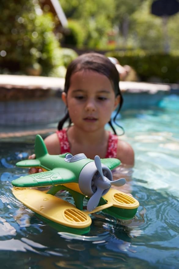 Green Toys Seaplane, Green/Yellow - Pretend Play, Motor Skills, Kids Bath Toy Floating Vehicle. No BPA, phthalates, PVC. Dishwasher Safe, Recycled Plastic, Made in USA.
