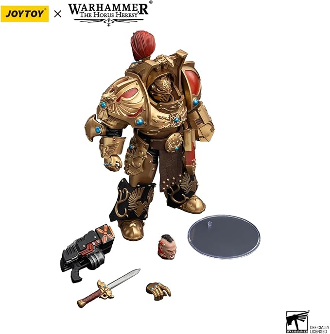 JOYTOY Warhammer The Horus Heresy Legio Custodes Aquilon Terminator Squad Aquilon with Twin-Linked Adrathic Destructor 1:18 Scale 5in Action Figure Mecha Joy Toy Collection Model