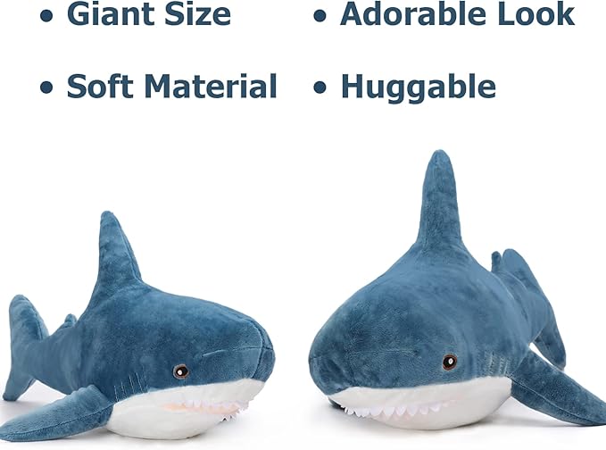 MorisMos Giant Shark Stuffed Animal 40 Inch Shark Plush Toys, Soft Plush Shark Hugging Pillow for Kids