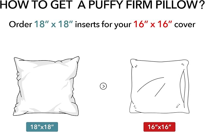Oubonun 18"x18" Pillow Inserts (Set of 2) - Throw Pillow Inserts with 100% Cotton Cover - 18 Inch Square Interior Sofa Pillow Inserts - Decorative Pillow Insert Pair - White Couch Pillow