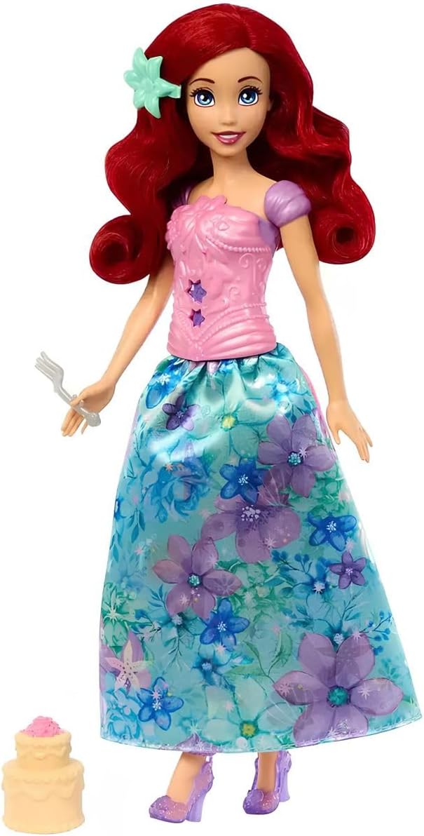 Mattel Disney Princess Ariel Fashion Doll Set, Spin & Reveal with 11 Surprises Including 5 Accessories, 5 Stickers & Play Scene, Inspired by Movie