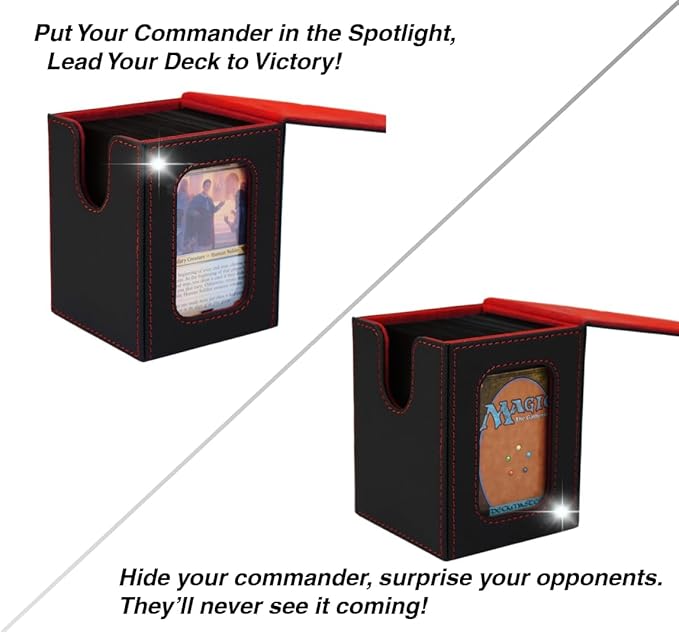 Venssu MTG Deck Box for Commander Display,Card Deck Box Fits 100 Double Sleeved Cards,TCG with 2 Dividers and 1 Toploader (Purple＆Purple)