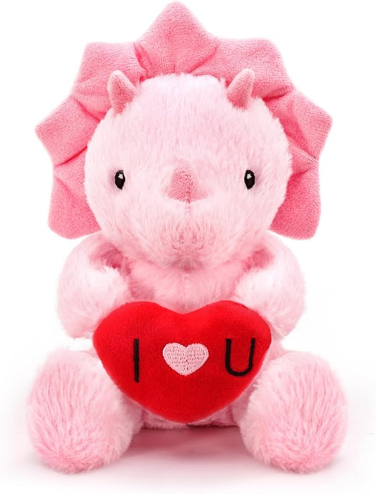 Valentine's Day Gifts for Kids, Pink Dinosaur Stuffed Animal with Heart, Cute Soft Triceratops Plush Gift for Him, Her, Boyfriend, Girlfriend, Families, Birthday Anniversary to Show Love