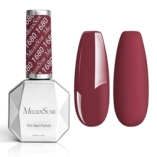 MelodySusie Thick Red Gel Nail Polish,0.5fl oz Maroon Nails Soak Off UV LED Oxblood Red Gel Polish Gift for Women Manicure Salon DIY Nail Art Design Decoration at Home-1680