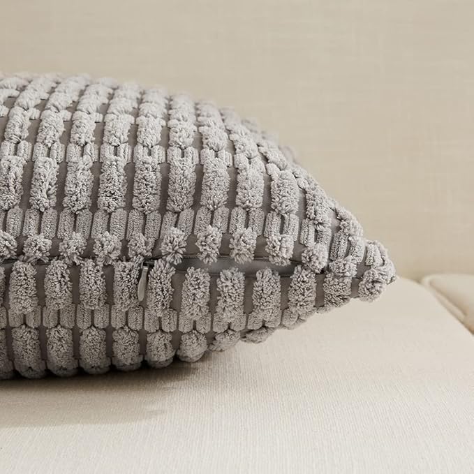 Fancy Homi 4 Packs Decorative Throw Pillow Covers for Living Room Couch Bed, Modern Farmhouse Boho Home Décor Accent Cushion Case, 26" x 26", Neutral