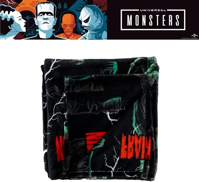 Universal Monsters Frankenstein Halloween Horror Throw Blanket, Super Soft Cozy Plush Bedding, 50" x 70", (Officially Licensed Product) by Franco