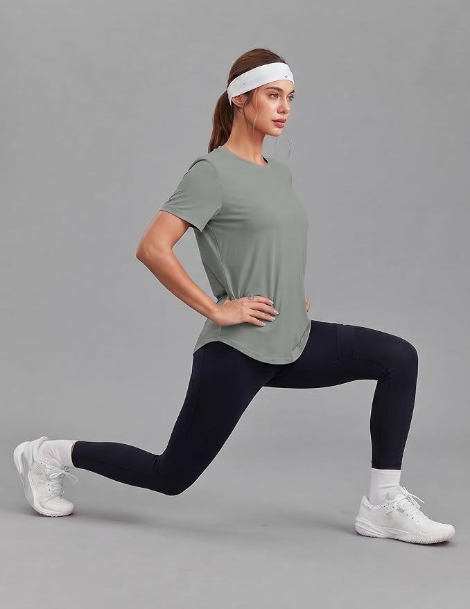 PINSPARK Soft Workout Tops for Women UPF 50+ Sun Protection Shirt Quick Dry Athletic Running Hiking Travel Basic Tee Shirts