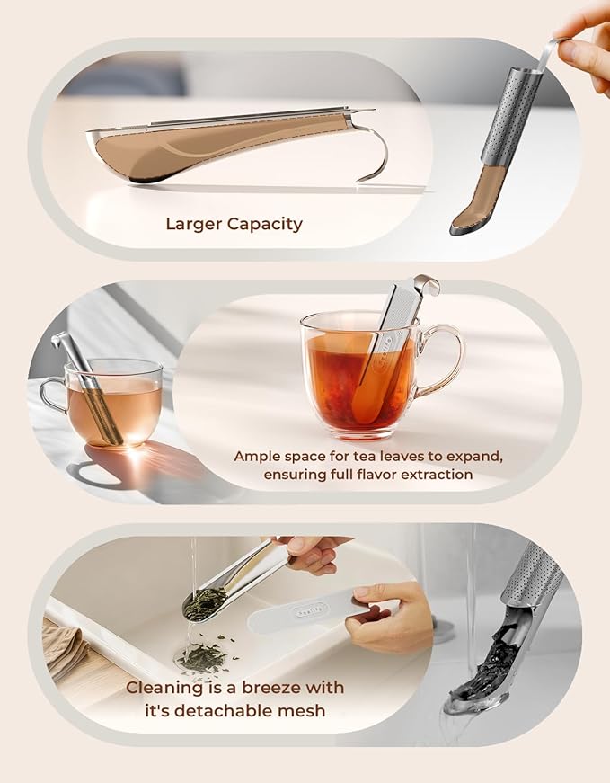 2 Pack Tea Infuser for Loose Leaf Tea, 2-in-1 Tea Scoop Infuser Fine Mesh Tea Strainers for Loose Tea Single Cup, 304 Stainless Steel Loose Leaf Tea Steeper