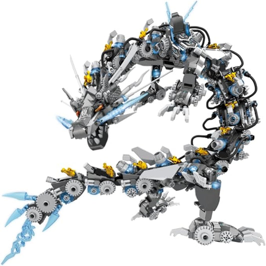 Dragon Series Black Mechanical Hurricane Dragon Building Blocks Set (1390Pieces)-Toys Gifts for Kids and Adults