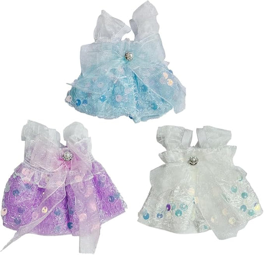Dresses Clothes for Labooboo Dolls 17cm, Lebubu Princess Doll Clothing Dress Accessories Set, Lububu Designer Clothes Outfits for Plush Dolls 7 Inch, Blue Purple White