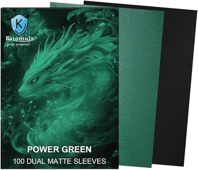 Power Green Dual Matte Card Sleeves, Katomula Card Sleeves for MTG, Standard Card Sleeve for MTG, PKM, Flesh & Blood