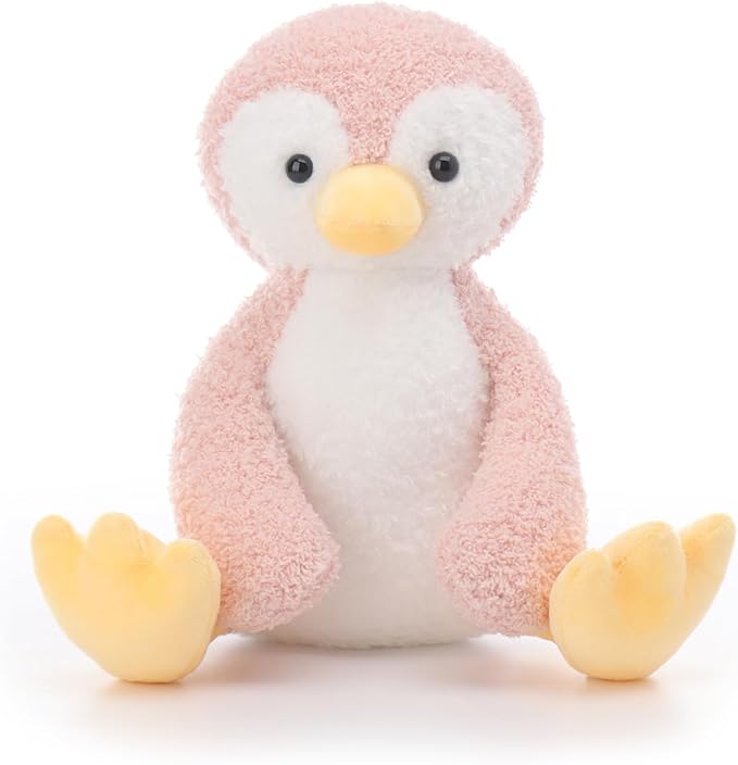 Apricot Lamb Pink Velvet Penguin Stuffed Animals for Kids, Soft Cute Plush Toys for Baby Girl and Boy, 8.5 Inches