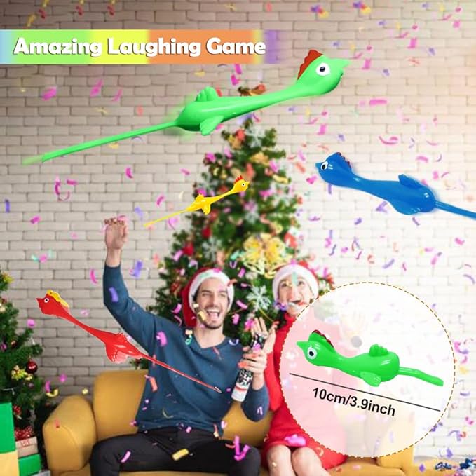 Slingshot Chicken Flick Flying Flingers Stress Gag Toys, Rubber Chicken Slingshot Funny Christmas Stuffers Easter Chicks Novelty Gifts for Kids (Multi-color 10 Pcs)