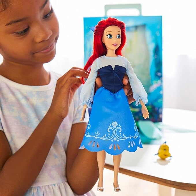 Disney Store Girl's Princess Story Doll (Ariel from The Little Mermaid) 11 Inches, Includes Coloring Book and Additional Dress, Princess Doll in Classic Outfit, Princess Toys