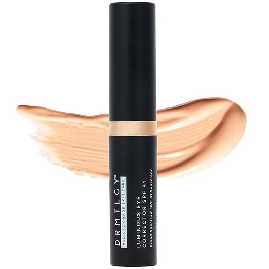 DRMTLGY Luminous Eye Corrector SPF 41 – Medium – Under Eye Color Corrector for Dark Circles – Hydrating Anti-Aging Tinted Eye Cream, Mineral Broad Spectrum Sun Protection, 0.25 fl oz / 7 mL