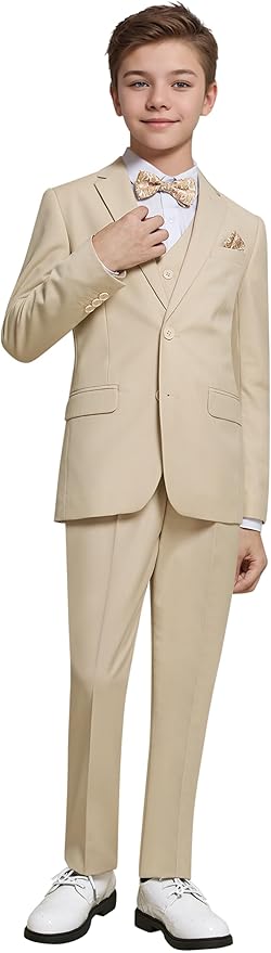 Happy Dolphin Boys Suit Set Modern Fit Kids Suits Adjustable Waist Boys Wedding Outfit for Boy Communion Suits for Boys