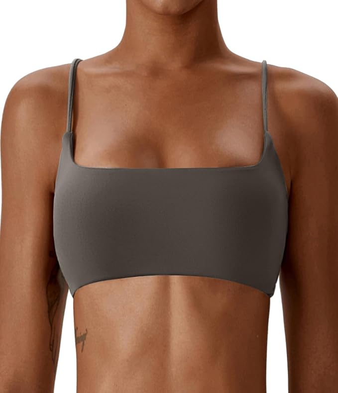 Comper Women's Sports Bras Wirefree Racerback Workout Bras Sexy Thin Straps Yoga Sport Bras with Removable Pads