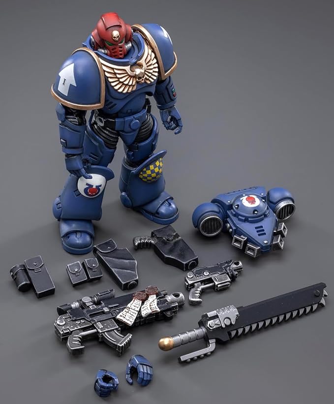 JOYTOY Warhammer 40K 1/18 Action Figures, Ultramarines Heroes of The Chapter Brother Veteran Sergeant Castor for Collectors & Decor, Ideal Gift for Birthdays, Character Figure -JT2474