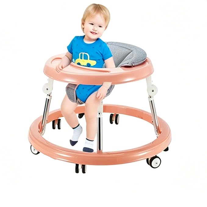 Folding Baby Walker,Height Adjustable Baby Walker for Babys 6-18 Months (Pink)