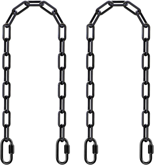 SELEWARE 2 Pack 40 Inch Hanging Swing Chain with 4 Carabiners, 1000LB Capacity Plastic Coated Hanging Chains, Hammock Hardware Kit for Swing, Hanging Chair, Punching Bags, Indoor Outdoor Gym (Black)