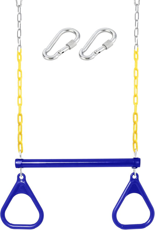 18" Trapeze Swing Bar Rings 48" Heavy Duty Plastic Coated Chains Swing Set Accessories Playground Swing Seat…