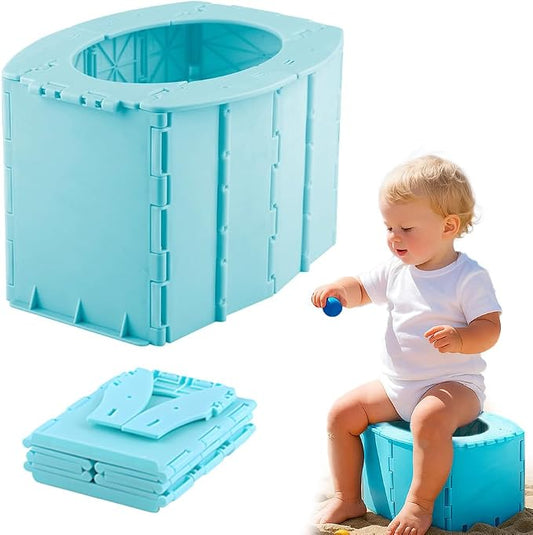 Travel Potty for Kids Portable Folding Toddler Toilet, Reusable Training Potty Seat for Outdoor Camping, Car Travel & Home Use, Easy to Clean Compact Design (Blue)