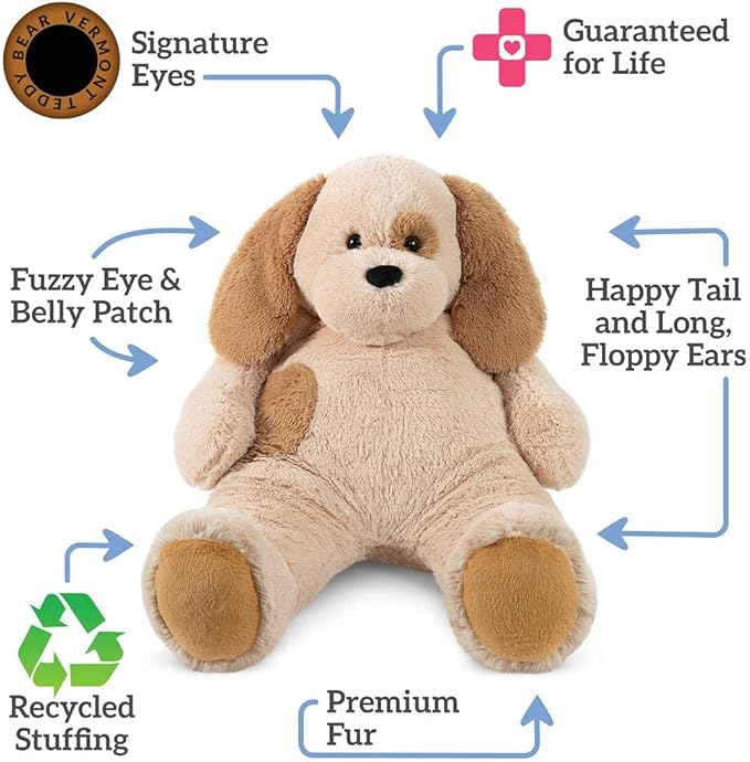 Vermont Teddy Bear Dog Stuffed Animal - 4 Foot Big Puppy Stuffed Animal from Giant Cuddle Collection - Adorable & Collectible Stuffed Dog Plush for Kids & Adults - Crafted in The USA