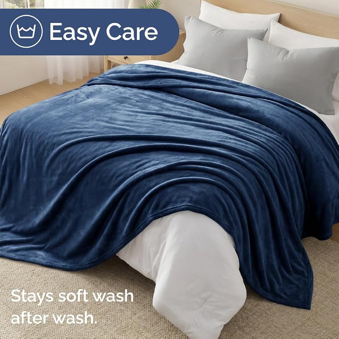 Fleece Blanket Kids Size - Ultra-Soft Warm Flannel Fleece Blanket - Navy | Soft, Warm, Outdoor Picnic Blanket for Camping, Travel, Lightweight, Cozy, Anti-Static, Home Decor Gifts for Men & Women