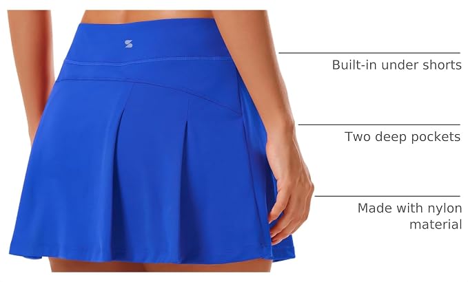 Stelle Women Tennis Skirt High Waisted Athletic Golf Skorts with Pockets | Tummy Control, Built-In Shorts, Deep Pockets, Pleated, Breathable, Lightweight, Tennis, Golf, Pickleball, Running, Workout