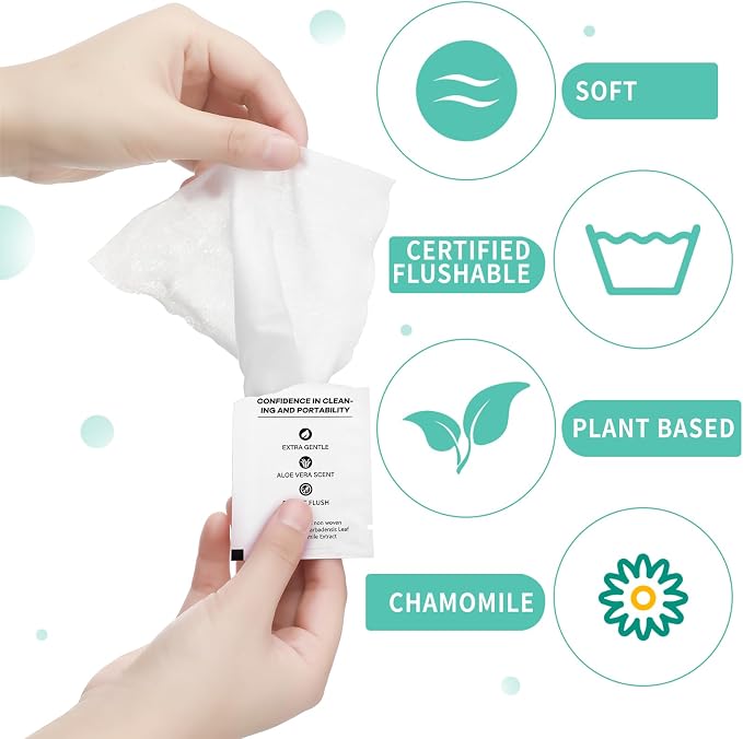 400 Pcs Butt Wet Wipes for Women Individually Wrapped Wipes for Women Man Travel Hand Face Body Cleaning Adults Bathroom Toilet Daily Use(White)